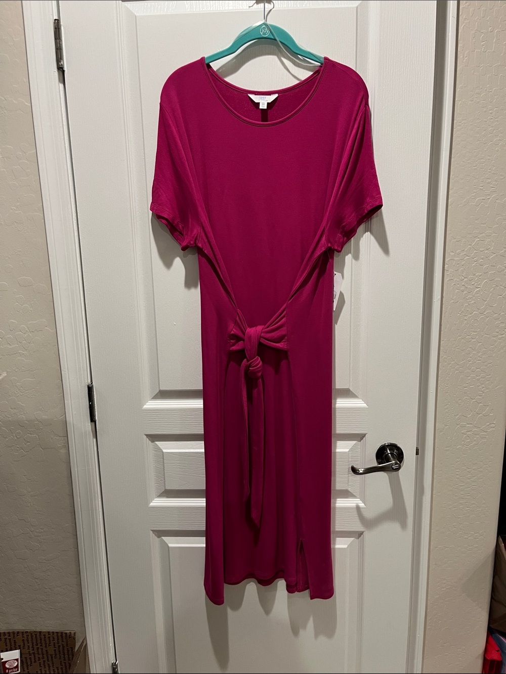 Time and Tru Magenta Tie-Front Midi Dress